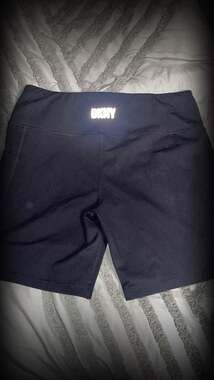 DKNY Sport Women's High Waisted Bike Shorts with Pockets Black XL